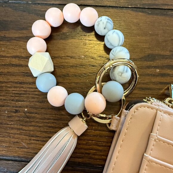 Light Pink Small Wristlet Silicone Beaded Bracelet or Strap - Picture 3 of 5